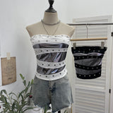 Punk Y2k Spice Girls Festival Wears Spliced Brats With Bra Vest Short Sleeveless Top 1338