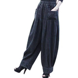 Fat Mom 2025 Spring And Autumn Ladies Jeans Harlan Trousers Broad Leg Trousers Loose Thin Large Size Radishes Casual Pants