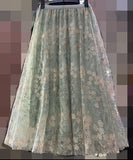 Lace Embroidery Dress 2025 Summer New French High-Rise Thin Double-Layer Net Yarn A-Word Half-Body Dress Woman