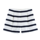 2025 Spring And Summer New Women's Fashion Casual Striped Short Sleeve Collar Collar Blouse Short 2702205