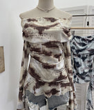 Real Shot Shoulder Strap Tie Dyed Net Shawl Shirt T-Shirt T-Shirt T-Shirt Design Folded Long-Sleeved T-Shirt 8003