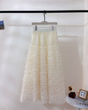 Sweet Heavy Industry Network Saupong Cake Skirt Apricot-Color Lotus Side Layer Feeling Half-Body Skirt Autumn And Winter Horny Fairy Dress