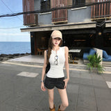 Vintage Henry Collared Word Vest Women Wearing Unique Beautiful Big Looking Waist Babes Sleeveless Top