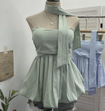 Real Shooting Pure Lust Wind Hanging Neck Tie With Chest Vest With Chest Skirt Swing Thin Wrapped Chest Sleeveless Top 9131