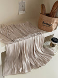 French-Style Escape Rope Island Ice Silk And Folded Skirt Women's Summer Gentle Holiday Style A Word Umbrella Skirt