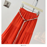 French Gentle Holiday Wind To Close The Belt Half-Dress Woman Summer 2025 Fold Loose Age-Down Feeling Big Swing Skirt