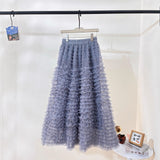 Sweet Heavy Industry Network Saupong Cake Skirt Apricot-Color Lotus Side Layer Feeling Half-Body Skirt Autumn And Winter Horny Fairy Dress