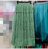 Heavy Industry Five-Layer Stracew Cake Skirt Set Thin Tight Waist Design Straight Half-Body Skirt Long Skirt