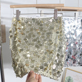 Real Shooting Atmosphere Heavy-Working Sequin A Short Skirt High Waist Thin Anti-Walking You Inner Liner Hip Skirt 8036