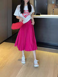 Fashion Simple Multi-Color New Bony Skirt Skirt Women High Waist Thin Solid Color Hanging Long Folded Skirt