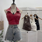 Sexy Hanging Neck Low Chest Lumbar Puskin Sling With Bra Cushion Short Corset 2807