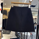 Korean Gray Hair A Word Repair Height Waist Temperament Skirt 2025 Autumn Simple Anti-Walking Short Skirt