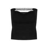 2025 Hot Girls Black Chest Pure Desire Simple Vest Female Wind Diamond Chain To Close The Bottom Korean Version Of The Top