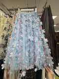 Heavy Industry Flower Three-Dimensional Petal Mesh Fairy Dress 2025 Autumn New Shading Long Umbrella Skirt Skirt 191