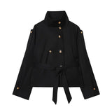 Autumn 2025 New Women's Fashion Elegant Double Buckle With Wind Coat 6620085