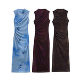 2025 Autumn New Dress Women's Breast Positioning Printing Slimming Leisure 9601541