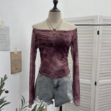 Real Shooting Two Sets Of Sexy Shoulder Single-Layer Thin Mesh Yarn Short T-Shirt + Inner Brat With Chest Pads To Wipe The Chest Vest 8095
