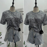 Red Lidg Short-Sleeved T-Shirt Woman 2025 Spring Dresses Loose Lime Bling Blouse 1059
