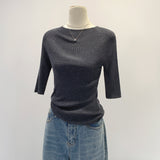 2026 Early Spring Temperament French Dopamine Word Shoulder Sleeve Bottom Knitted Girl Autumn New Body Show
