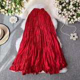 Design Sense Of Irregular Folding High Waist Half-Dress Woman 2025 Summer New Set Of Meat Display Skinny Swing Dress