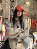 High-End Feeling Gray Short Hair Coat Women Spring And Autumn 2026 New Retro Thick Collar Jacket Loose Top