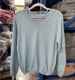 V-Neck Knitted Shirt Women's Clothing Design Sense Of Niche 2026 Spring And Autumn New Loose Lazy Style Long-Sleeved Sweater