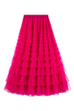Net Yarn Lotus Leaf Side Temperament Skirt Women's Dress 2025 Spring And Autumn New Famous Woman Long Dress Thin Cake Skirt 2210