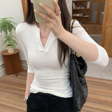 French Single Special To The V-Neck Shoulder Jersey Slimming Slimming 2025 Summer New Hooded