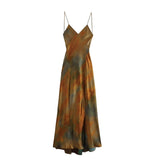 2025 New Women's Fashion Retro Silk-Sense Textured Printed Dress