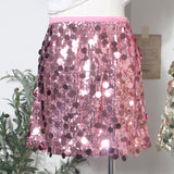 Smooth High-Waist Shiny Babes Half-Dress A-Word-Packed Birthday Party Short Skirt 91116