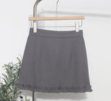 Real Shooting Wooden Ear Suit Short Skirt Summer Anti-Walking Lining High Waist Thin Ass A Word Step Skirt 6875