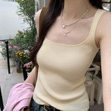 Solid-Colored Square Tie With Shirts With Women's Spring And Summer 2025 New Niche Inside The Bottom Blouse