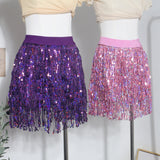 Sexy Three-Dimensional Beads Tassel Design Half-Body Skirt Tight Waist A Word Lyse Skirt Women 9120