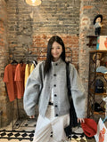 High-End Feeling Gray Short Hair Coat Women Spring And Autumn 2026 New Retro Thick Collar Jacket Loose Top