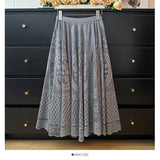 Lace Hook Hollow Half-Dress Woman Autumn High Waist Hanging Feeling Loose Folds Long Umbrella Skirt