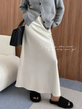 2025 New Thick Acetic Acid Fascination Silk Gloss Fishtail Half Skirt Women's A-Word Bag Hips Thin-Skinny Skirt