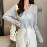 Ultra-Thin Sunscreen Knitted Small Cardigan Thin Women's Sling Skirt Burqa Spring And Autumn Ice Silk Air-Conditioning Shirt Short Coat
