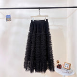 Sweet Heavy Industry Network Saupong Cake Skirt Apricot-Color Lotus Side Layer Feeling Half-Body Skirt Autumn And Winter Horny Fairy Dress
