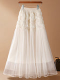 Three-Dimensional Flower Net Dress Half Skirt Women's Spring And Autumn New Temperament Gentle Long Fairy A-Word Shaft Skirt