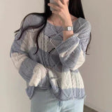 Korean Vintage Sleeve Long Sleeve Striped Sun T-Shirt Knitted Thin Loose Design Hoodie For Women