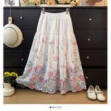 Sweet Little Fresh Flower Embroidery Hollow Skirt Girl Spring 2026 Tight High Waist Thin A Word Big Swing Umbrella Skirt