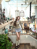 College Style Fake Two Shirt Women 2025 New Top Dress With A Set Of Korean Wearing Suit Skirt