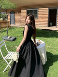 Black Dress Sleeveless Design French Temperament V-Neck Long Dress Hepburne Skirt Women's Summer 2026 New