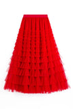 Net Yarn Lotus Leaf Side Temperament Skirt Women's Dress 2025 Spring And Autumn New Famous Woman Long Dress Thin Cake Skirt 2210