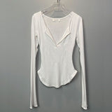 Handong Gate New Fashion Comfortable And Sexy Half-Open Bring Bosom Femininity Comfortable Long-Sleeved T-Shirt