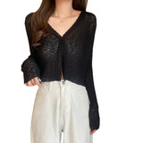 Ultra-Thin Sunscreen Knitted Small Cardigan Thin Women's Sling Skirt Burqa Spring And Autumn Ice Silk Air-Conditioning Shirt Short Coat