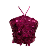 Heavy Industry Bling Bling Glide Hanging Neck Sling Vest One-Style Wrapping Tie With Large Bare Back Blouse 1083