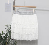 Shiny Tassel Dress Girl Autumn Design Small Babes Dance Irregular A Short Skirt 9039