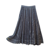 2025 Summer French Gentle Hollow Lace Lace Half-Dress Woman High-Waist A Word Folded Loose Umbrella Skirt