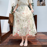 French Net Yarn Skirt Dress Fairy Dress Heavy Lace Embroidered Yarn High Waist Thin 100 Folds Skirt